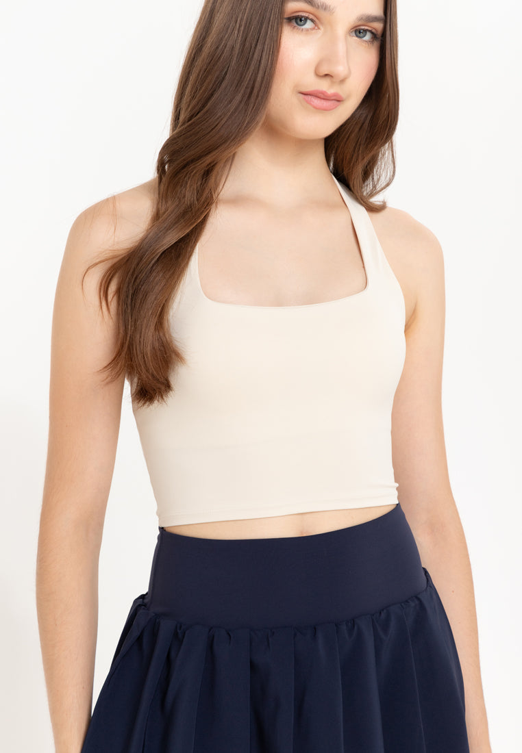 Sporty Harper Halter Sports Top Ecru