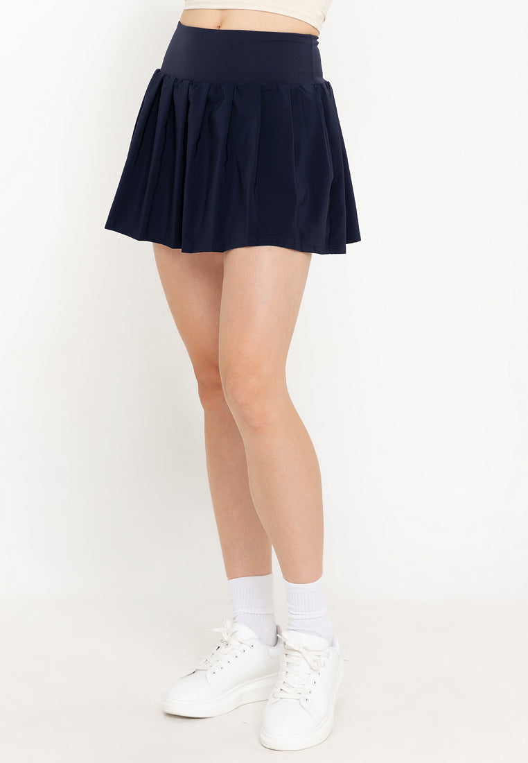 Sporty Piper Pleated Skirt with Shorts Navy Blue