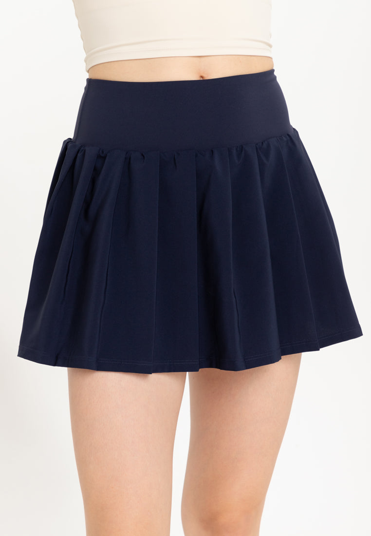 Sporty Piper Pleated Skirt with Shorts Navy Blue