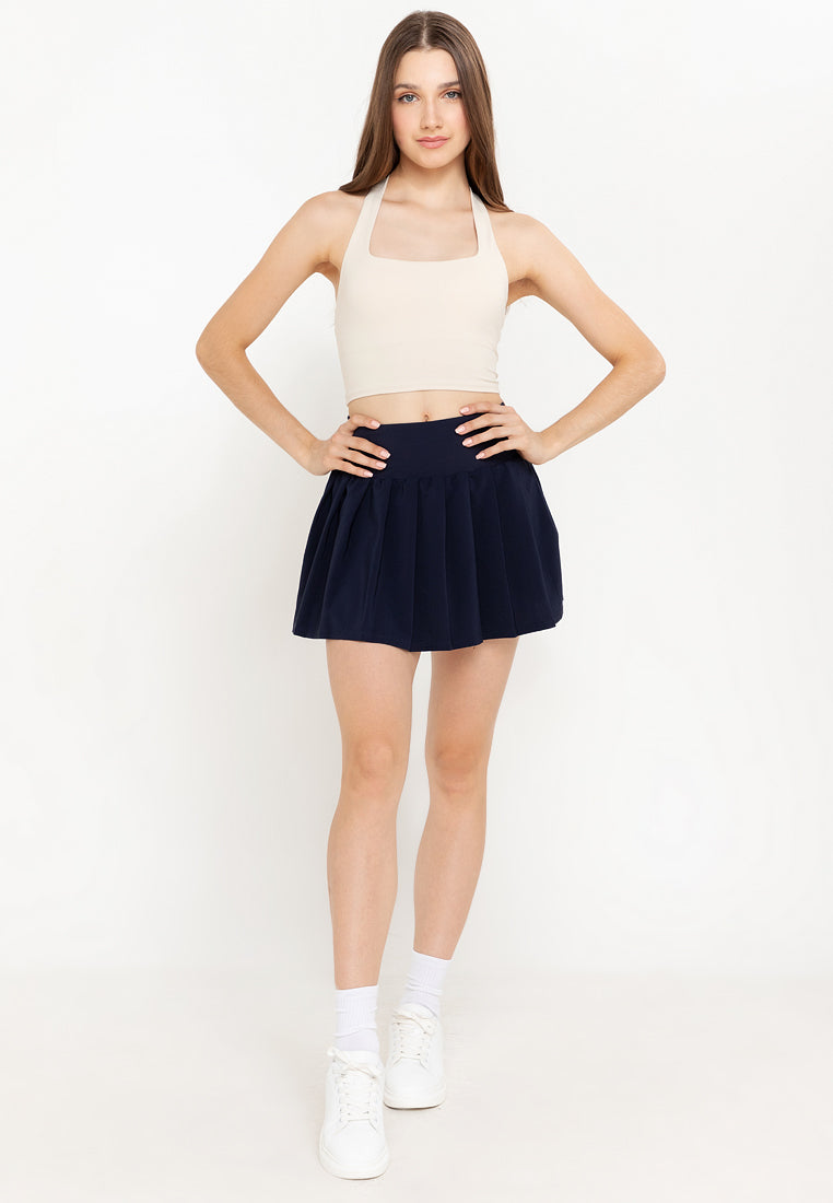 Sporty Piper Pleated Skirt with Shorts Navy Blue