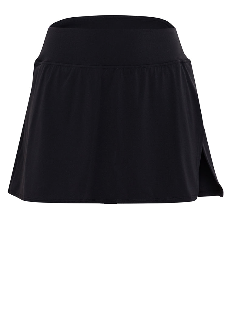 Sporty Skylar Split Skirt with Shorts Black